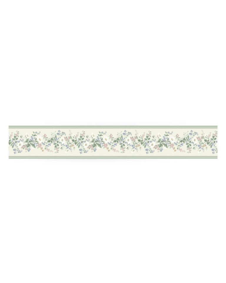 Multicolored, Brown Wallpaper with Floral, Border Pattern