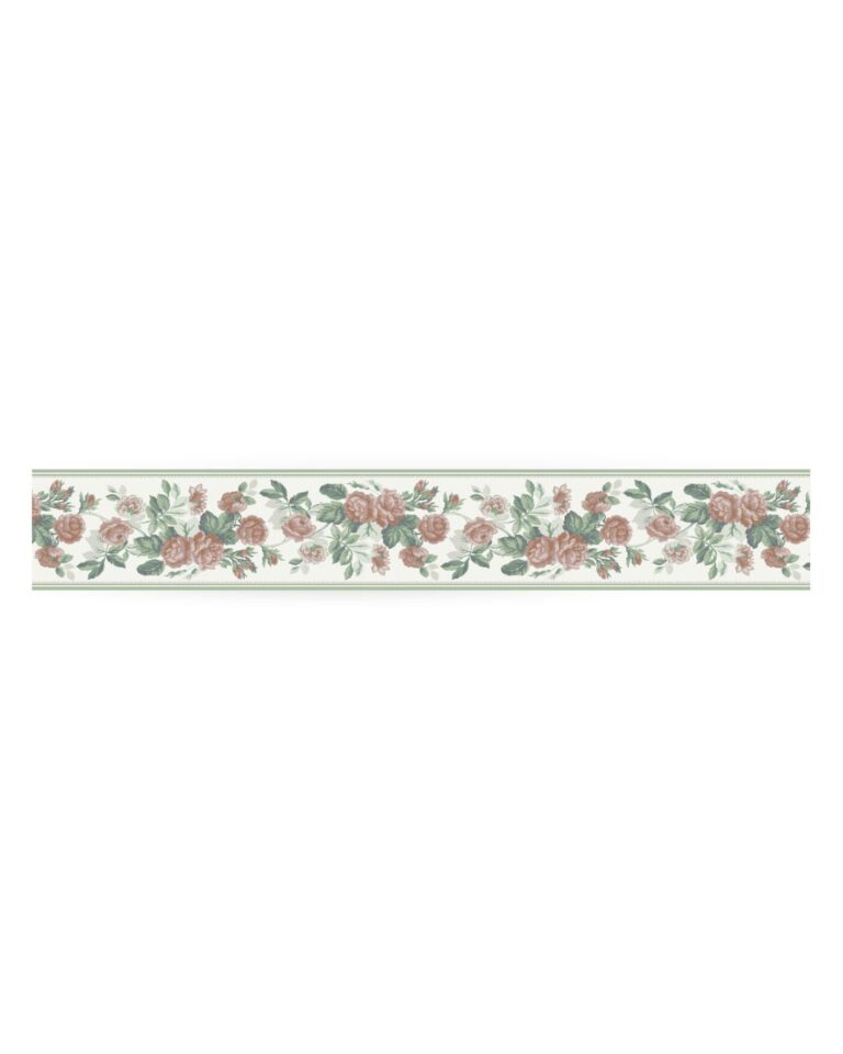 Red, Pink Wallpaper with Floral, Border Pattern