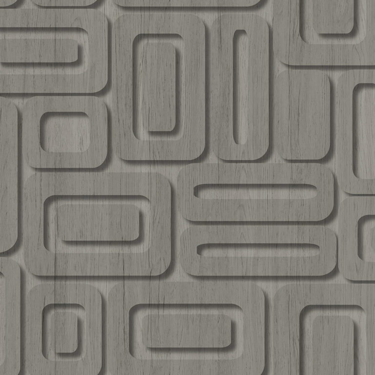 Gray wallpaper with geometric, wood-effect, and youth-inspired patterns