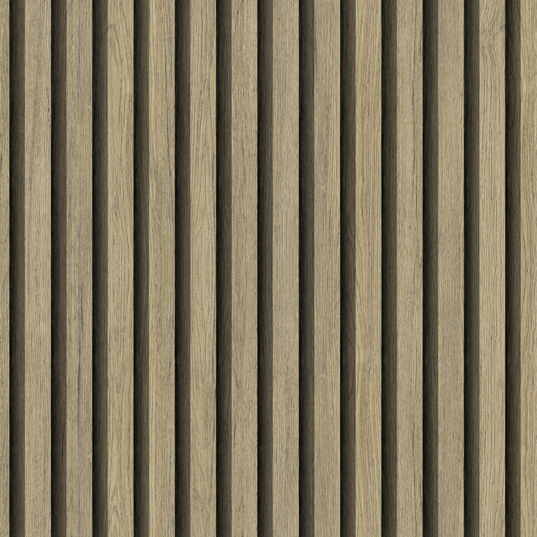 Gray Wallpaper with Wood-Look, Striped Pattern