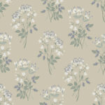 Green, Beige Wallpaper with a Floral Pattern
