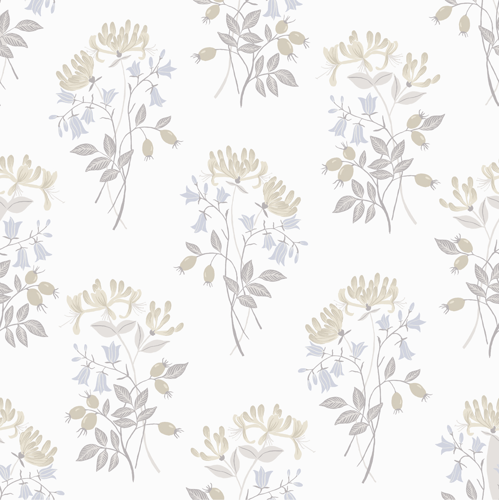 Beige wallpaper with a floral pattern
