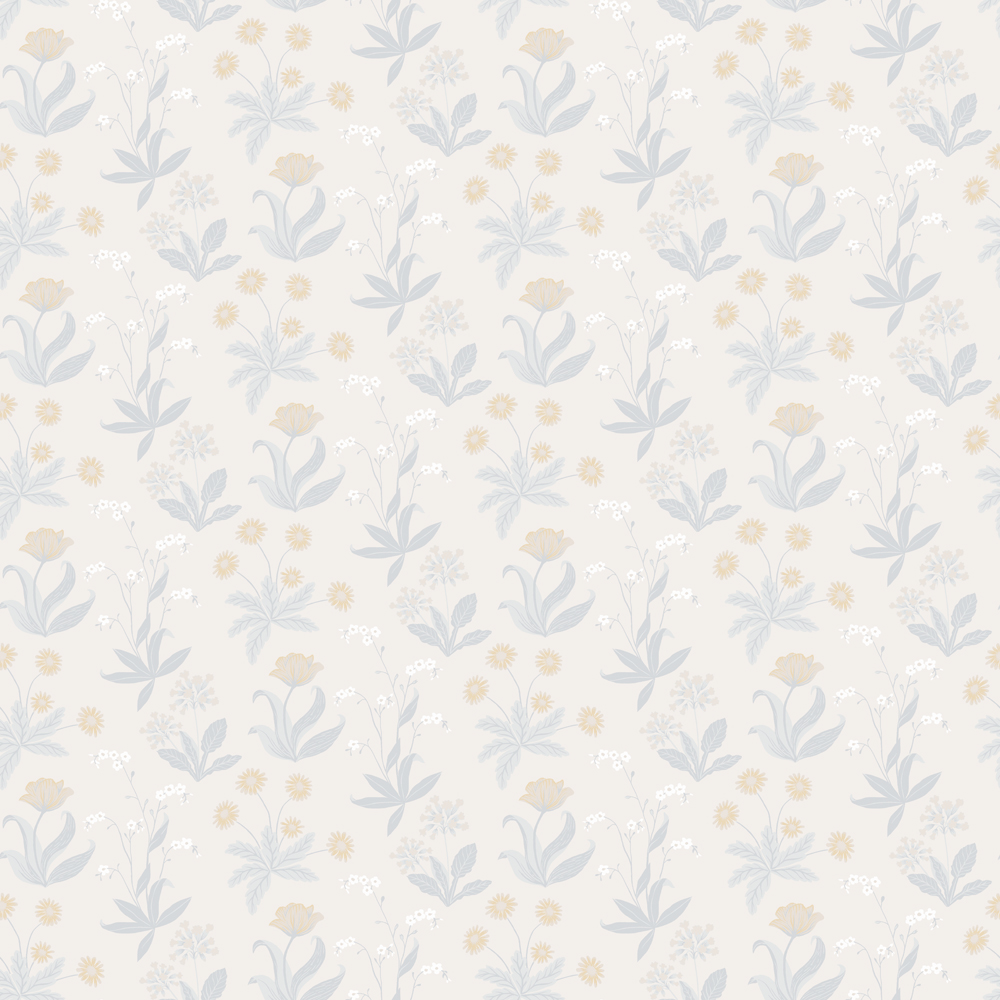 Beige wallpaper with a floral pattern