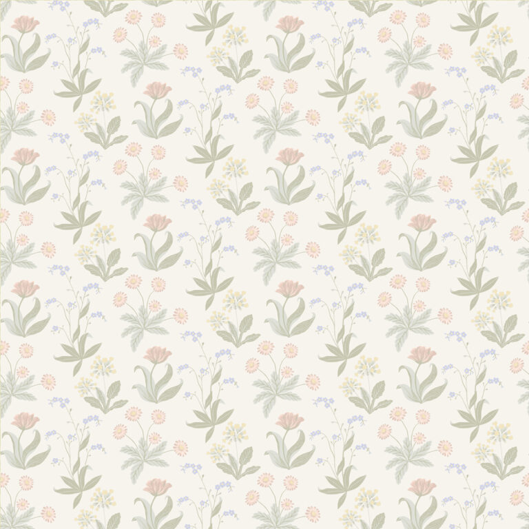 Beige tapet med Blommigt mönster