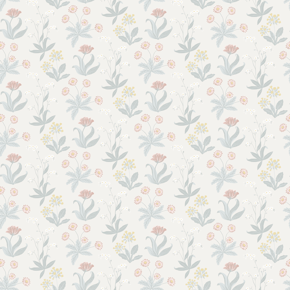 Blue Wallpaper with a Floral Pattern