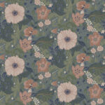 Blue, Green, and Pink Wallpaper with a Floral Pattern