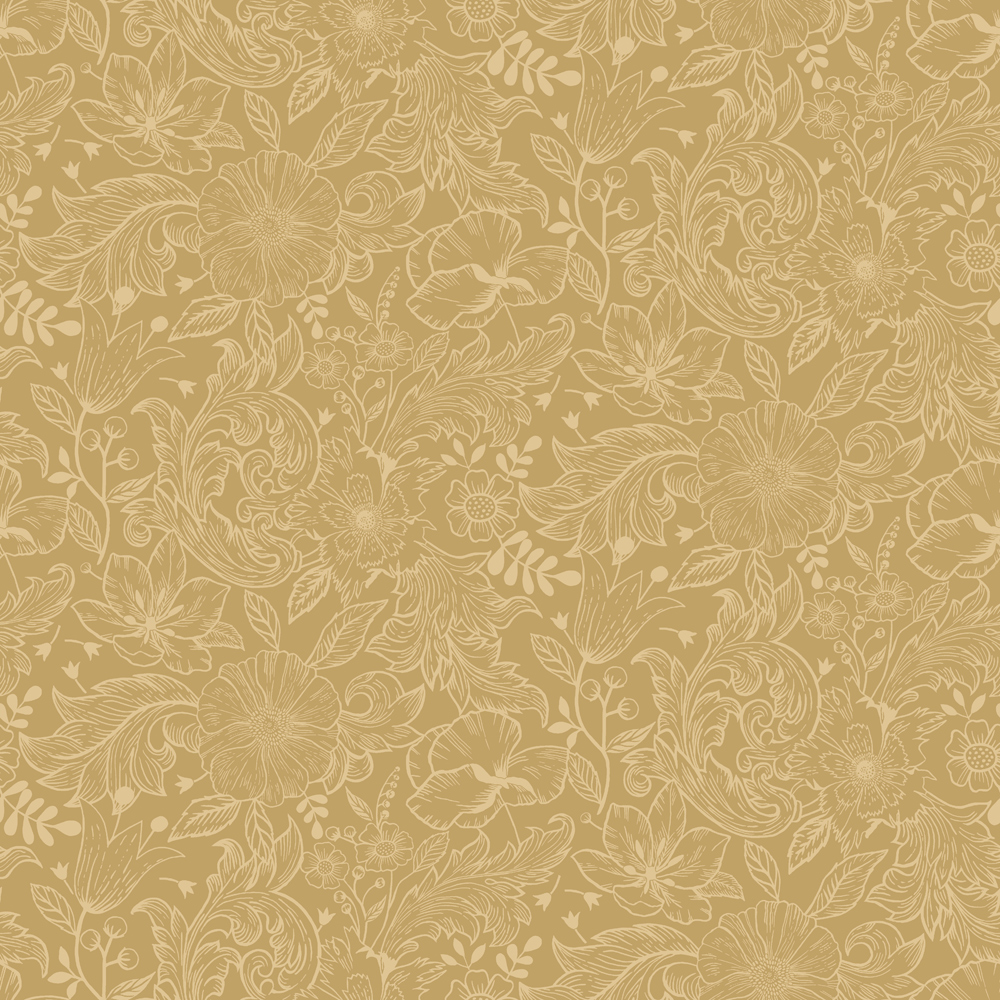 Yellow wallpaper with a floral pattern