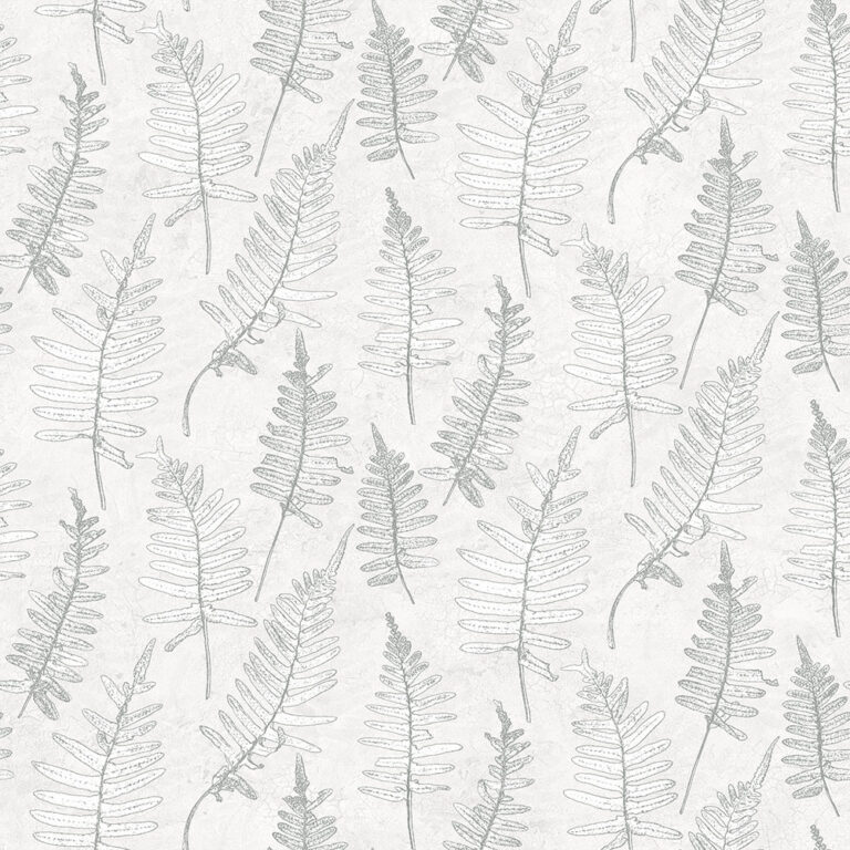 White, Neutral Wallpaper with a Leaf Pattern