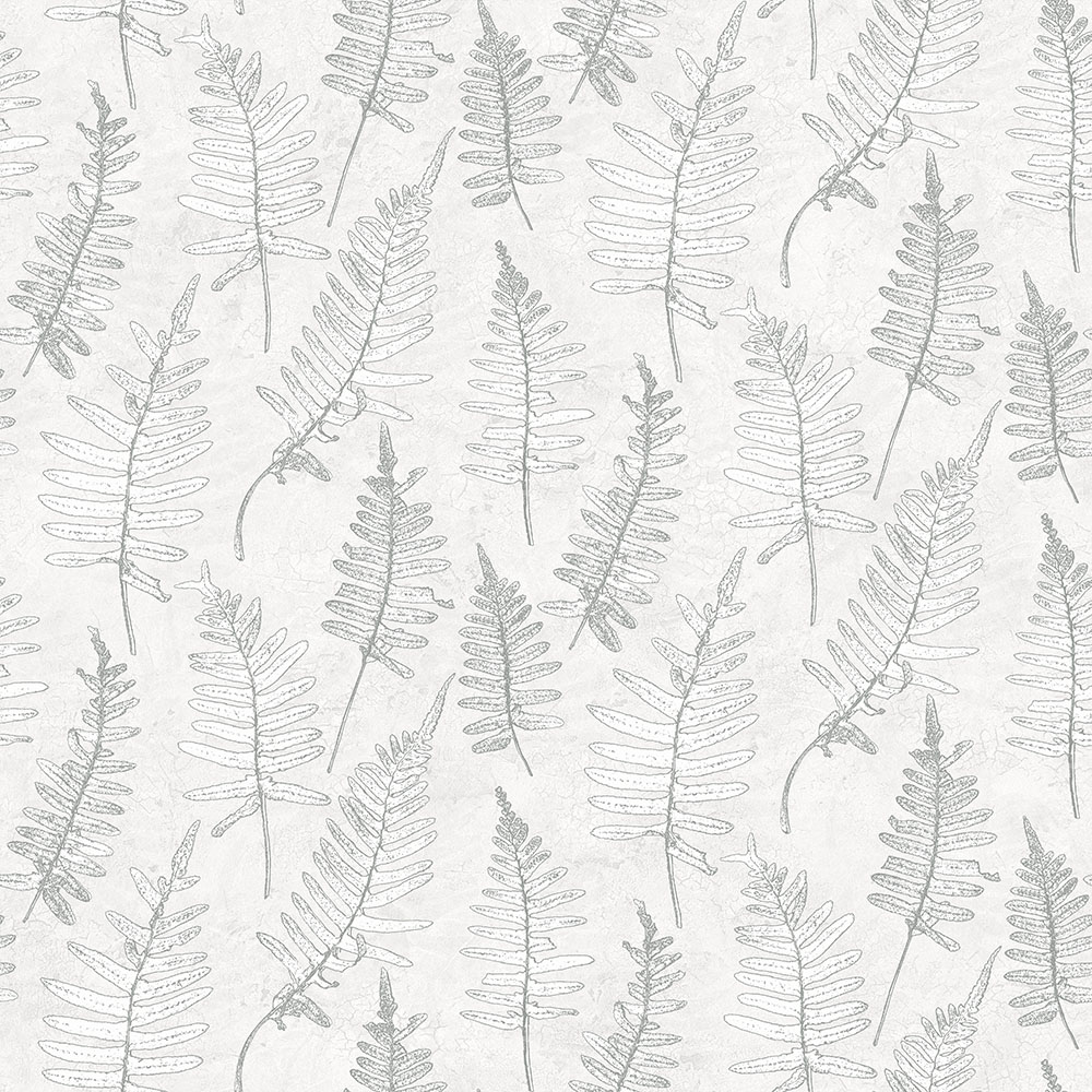White, Neutral Wallpaper with a Leaf Pattern