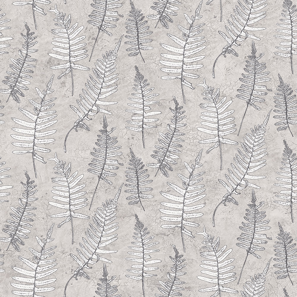 Gray wallpaper with a leaf pattern