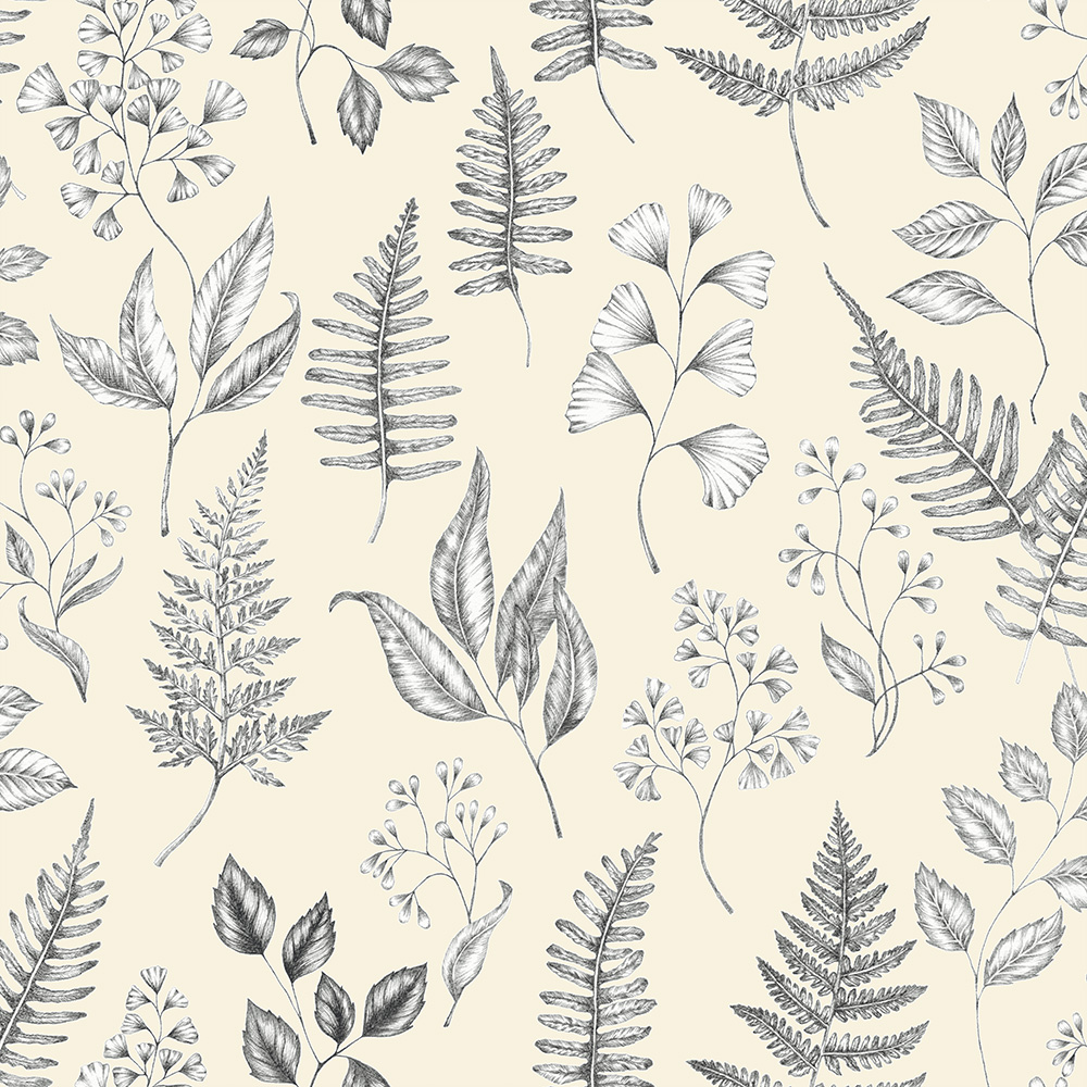 Yellow wallpaper with a leaf pattern