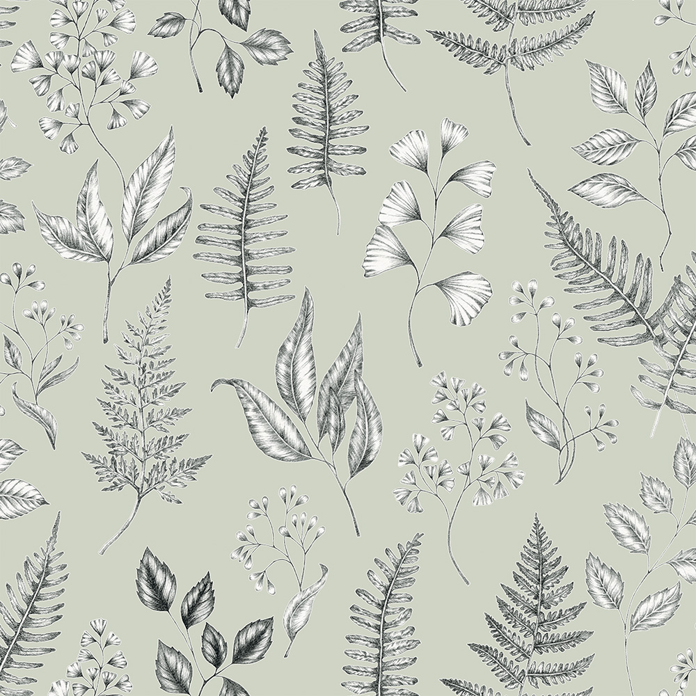 Green wallpaper with leaves, pattern