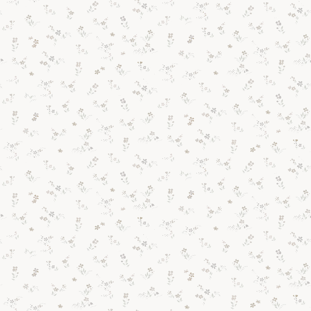 Gray wallpaper with a floral, small-patterned design