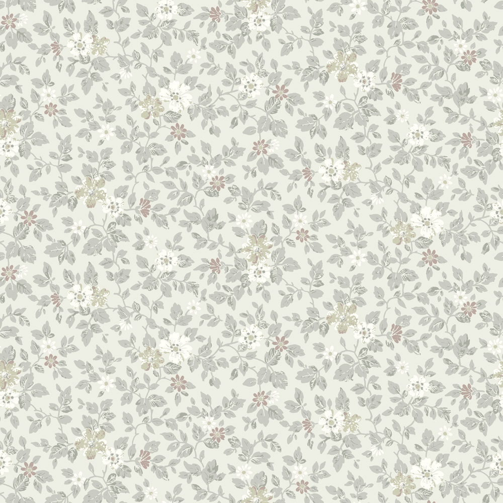 Gray wallpaper with a floral pattern