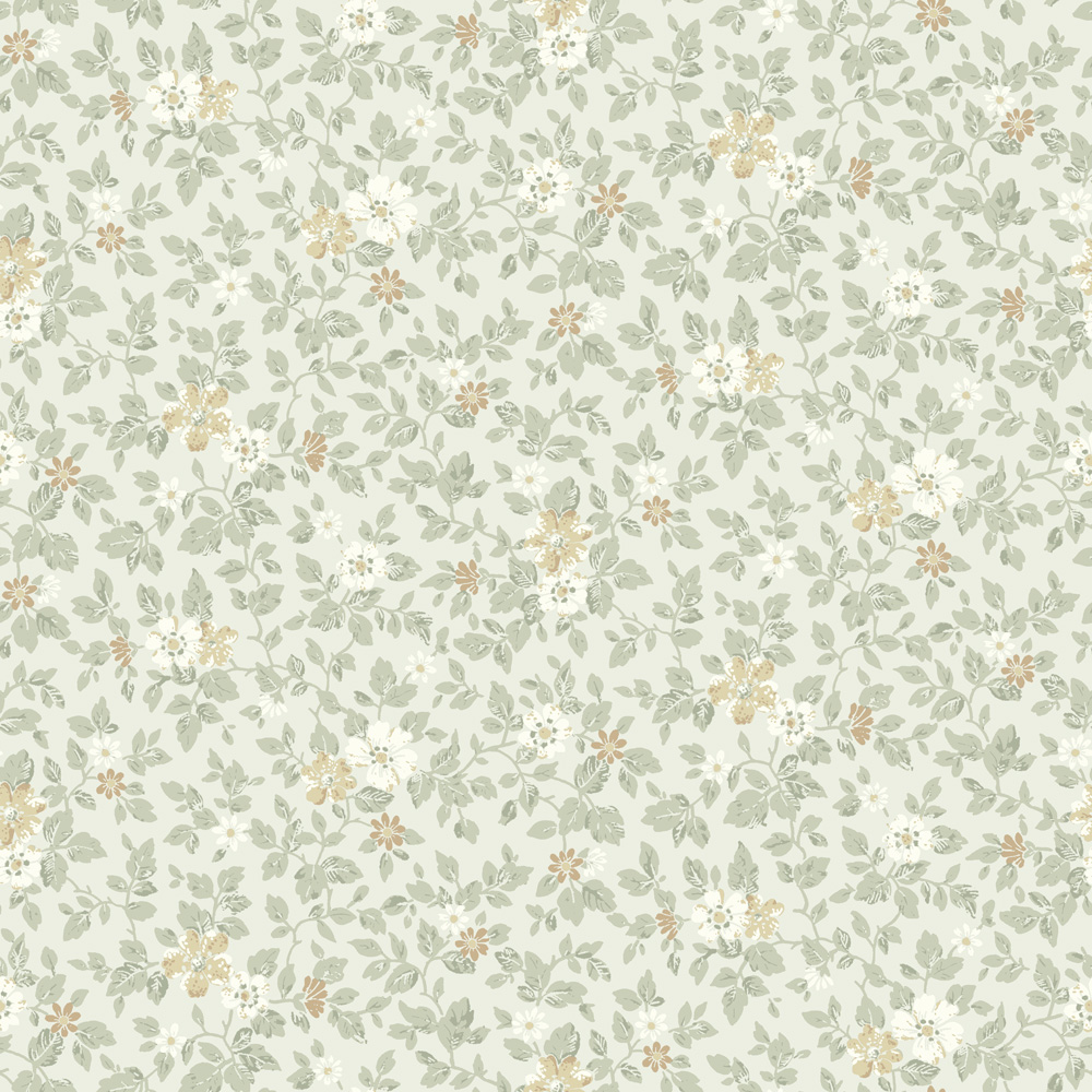 Green wallpaper with a floral pattern