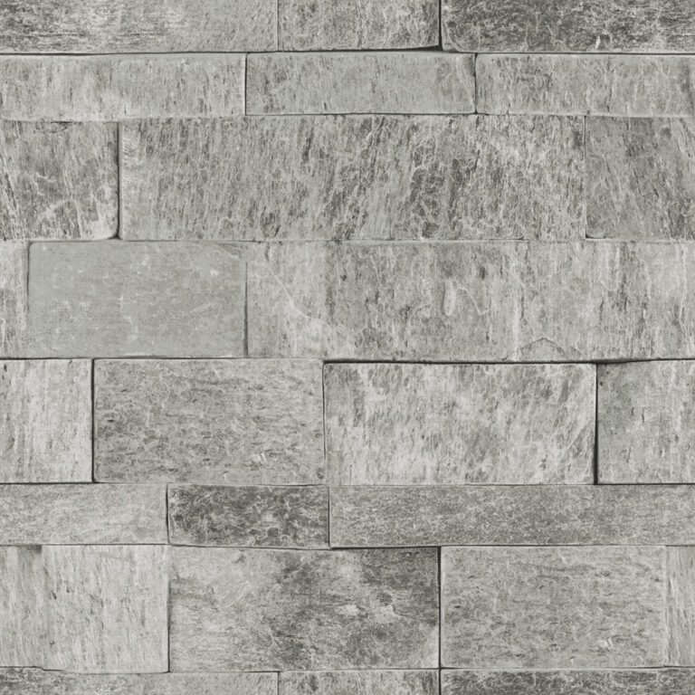 Gray wallpaper with a stone and brick pattern
