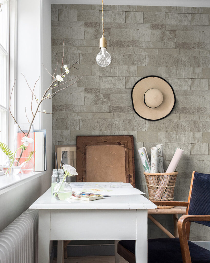 beige sten tapet i kontor
