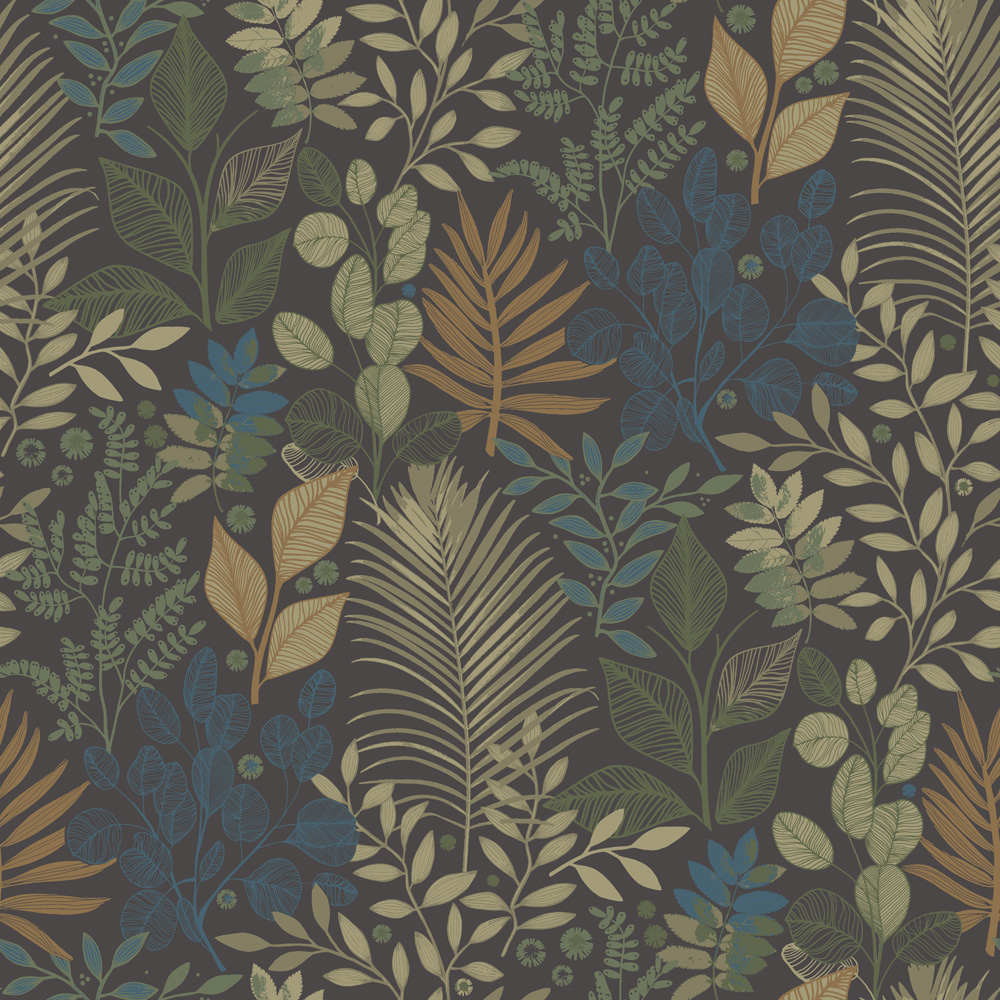 Brown wallpaper with a leaf pattern