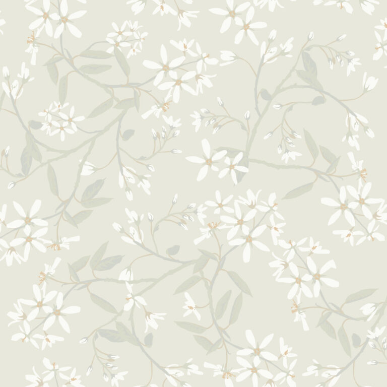 Beige wallpaper with a floral pattern