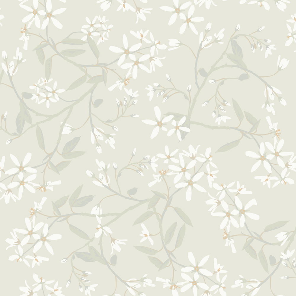 Beige tapet med Blommigt mönster