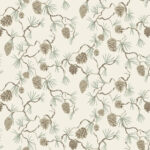 Beige wallpaper with a forest pattern