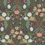 Brown, multicolored wallpaper with a floral pattern