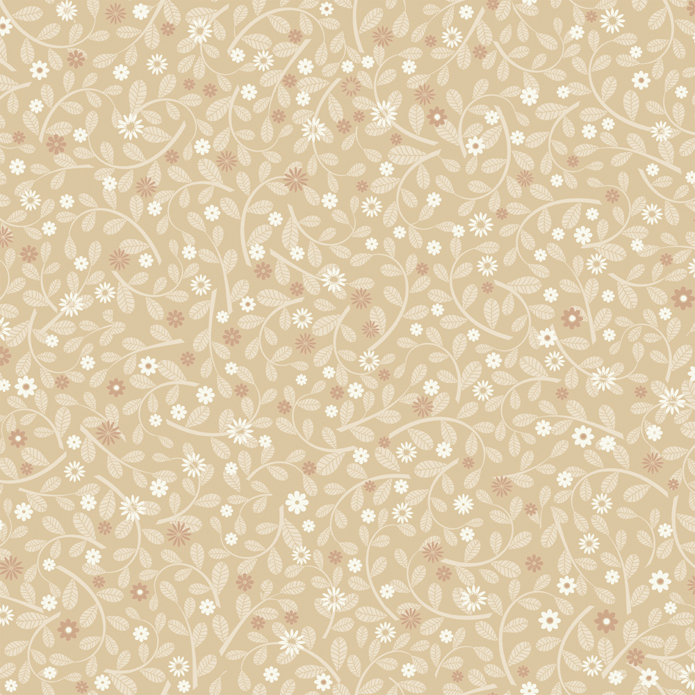 Yellow wallpaper with a floral, small-patterned design