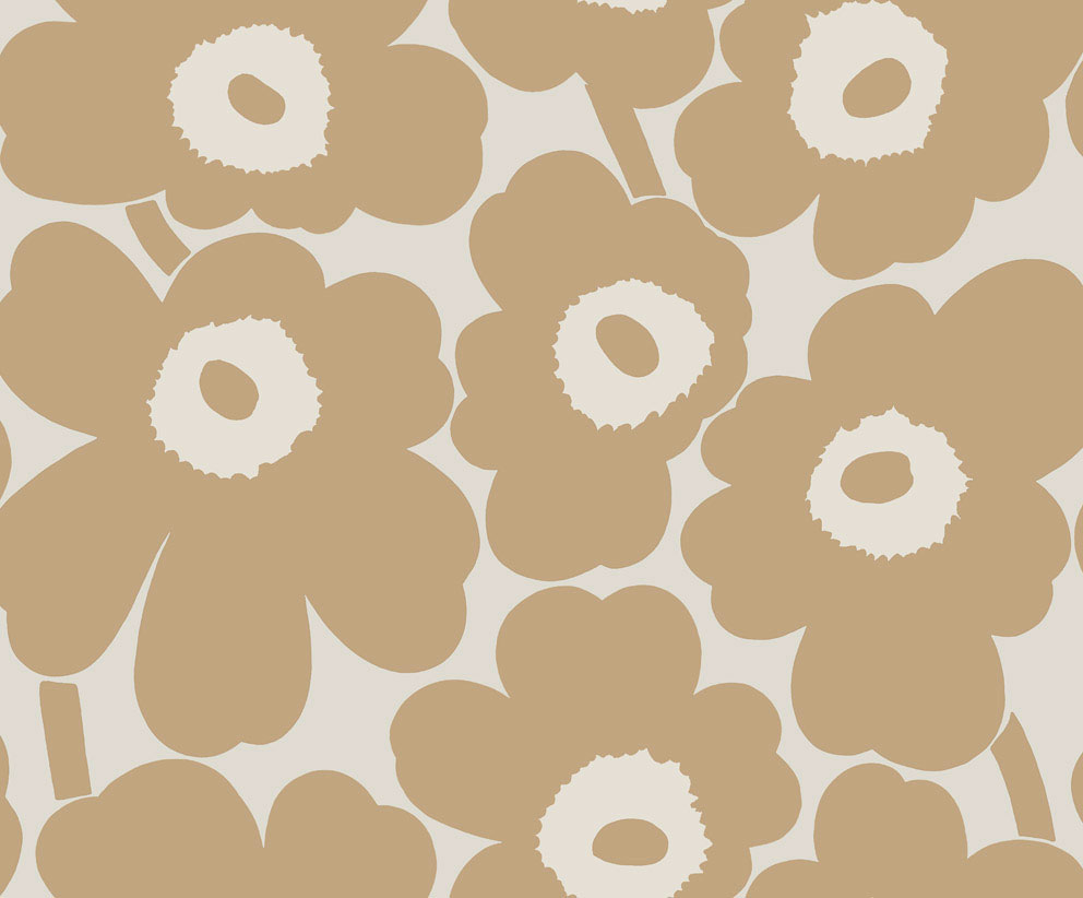 Brown wallpaper with a floral, retro pattern