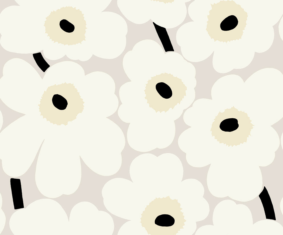Beige, Neutral Wallpaper with a Floral, Retro Pattern