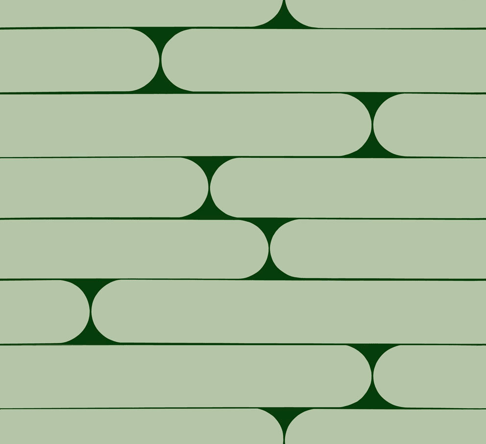Green wallpaper with a geometric, retro pattern