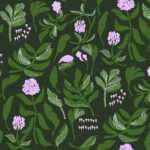 Black and Green Wallpaper with a Floral Pattern