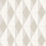 Gray, Beige Wallpaper with a Geometric, Checkered Pattern