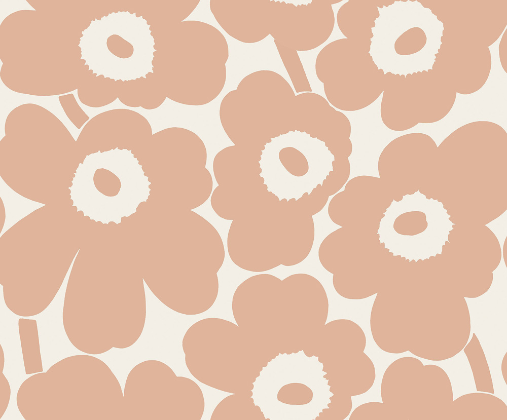 Pink wallpaper with a floral, retro pattern