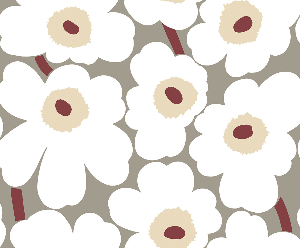 Neutral, Gray Wallpaper with a Floral, Retro Pattern