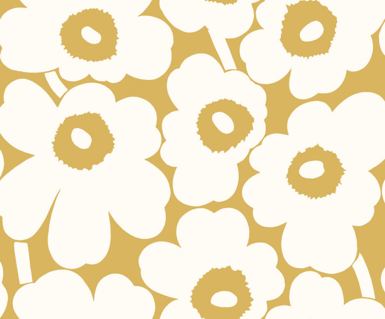 Gold Wallpaper with Floral, Retro Pattern