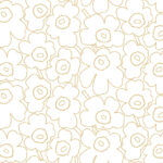 Yellow wallpaper with a floral, retro pattern