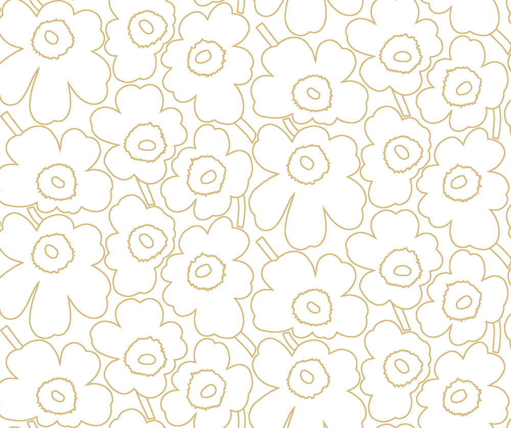 Gul tapet med Blommigt, Retro mönster
