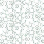 Green wallpaper with a floral, retro pattern