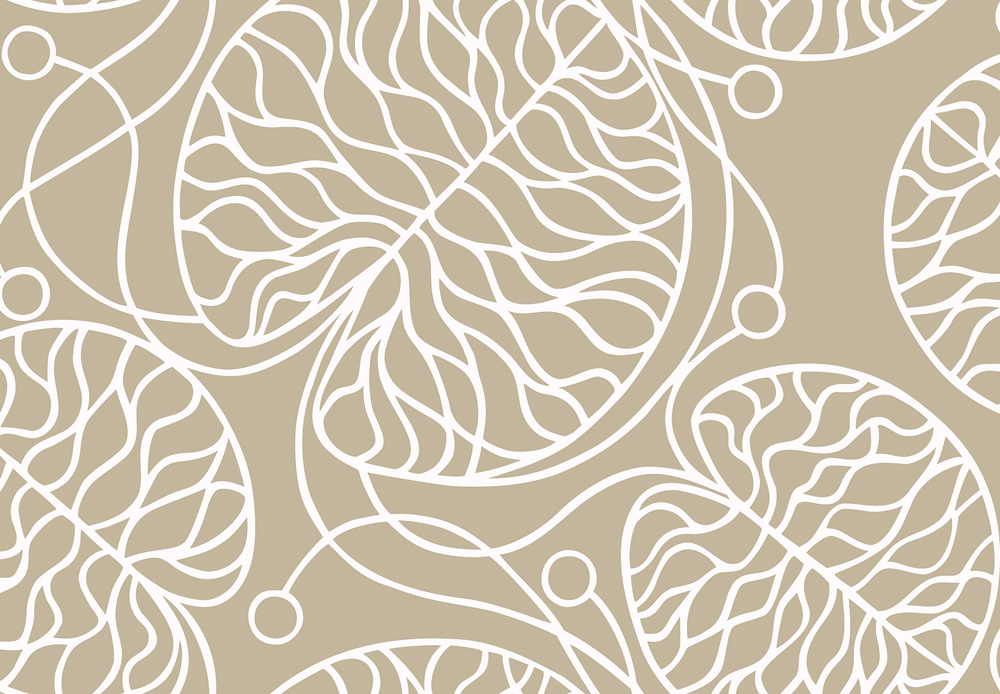 Beige tapet med Blad, Retro mönster