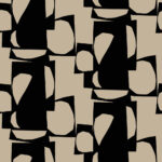 Beige and black wallpaper with a geometric, retro pattern