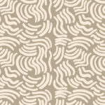 Beige wallpaper with a figurative, retro pattern