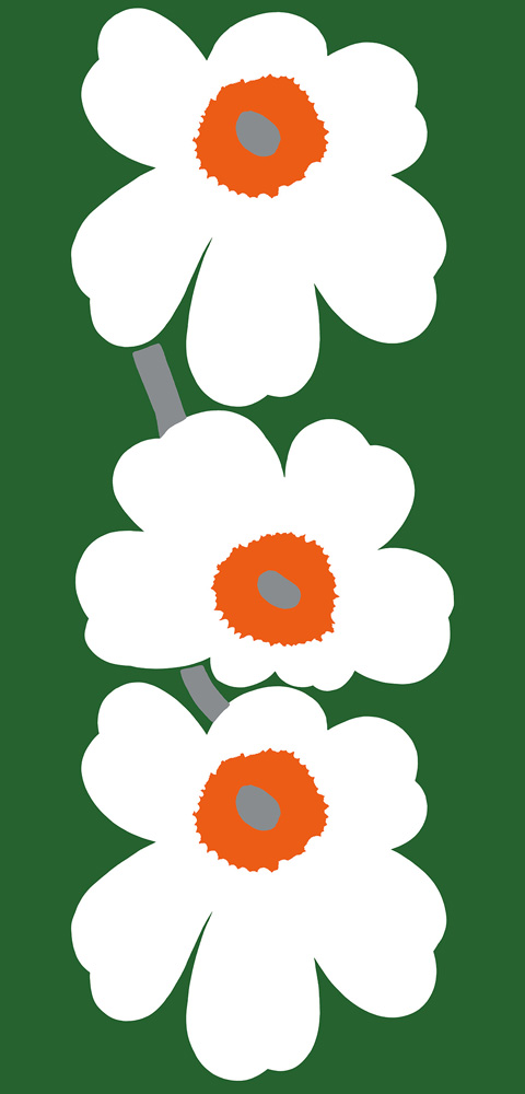 Green wallpaper with a floral, retro pattern