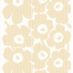 Beige wallpaper with a floral, retro pattern