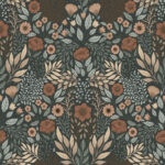 Black and Blue Wallpaper with a Floral Pattern