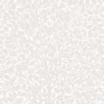 White Wallpaper with Leaves, Floral Pattern