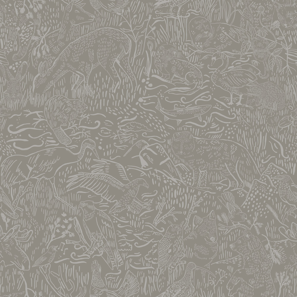 Brown wallpaper with an animal pattern