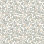 Green wallpaper with a leaf and fruit pattern