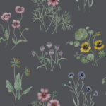 Black, Multicolored wallpaper with a floral pattern