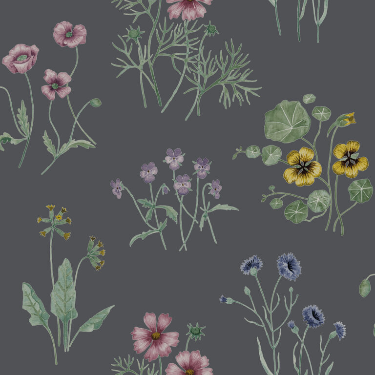 Black, Multicolored wallpaper with a floral pattern