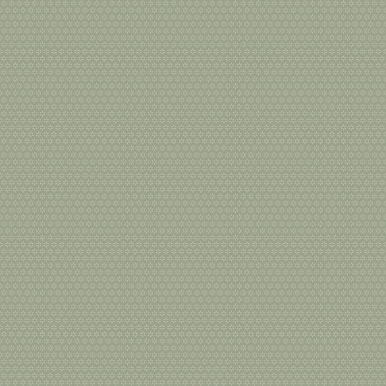 Green wallpaper with a floral, small-patterned design
